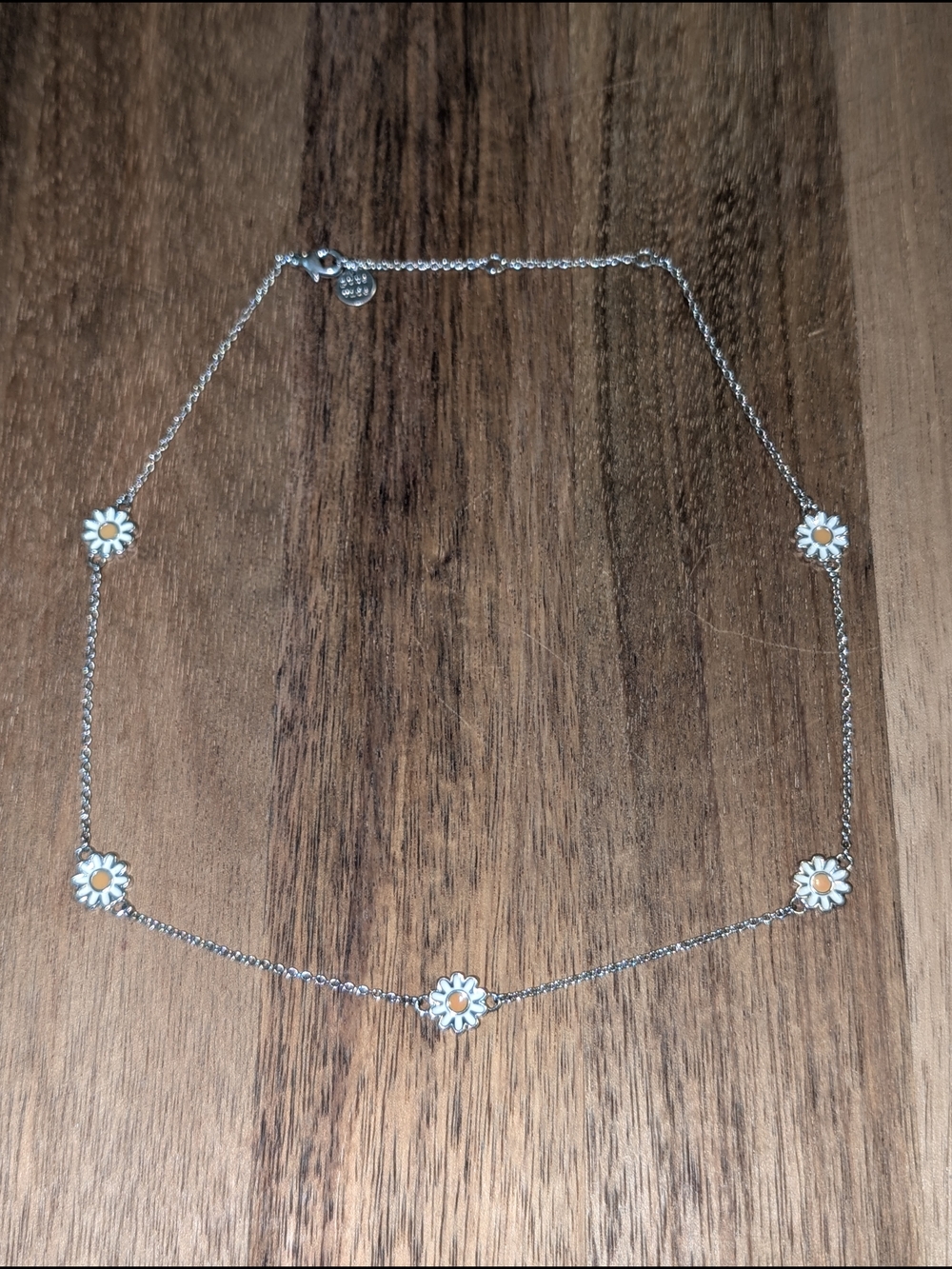 Pura Vida Silver Tone White Daisy Pendant Choker Necklace 16" Petite - Picture 6 of 8